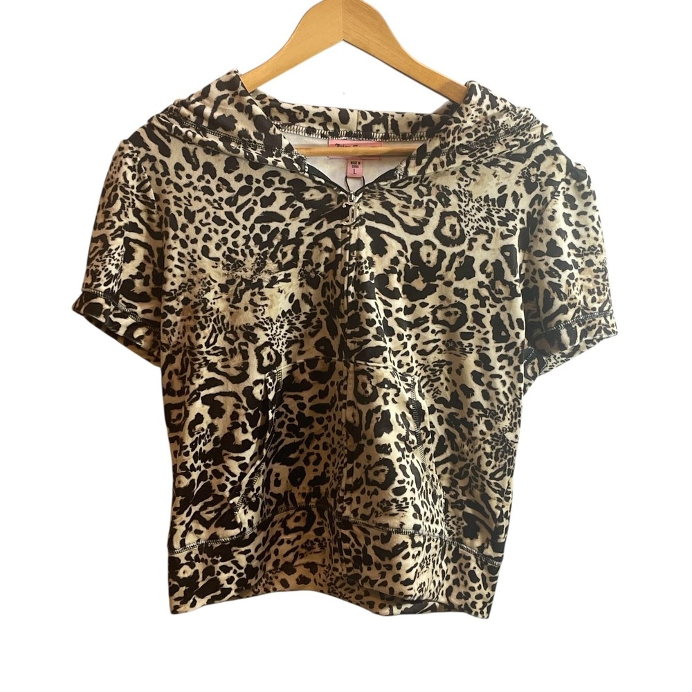 Juicy Couture Tracksuit Hoodie Womens Large Juicy Ocelot Animal Print Soft Comfy